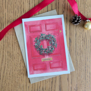 Carte A6-Noël-Porte rouge